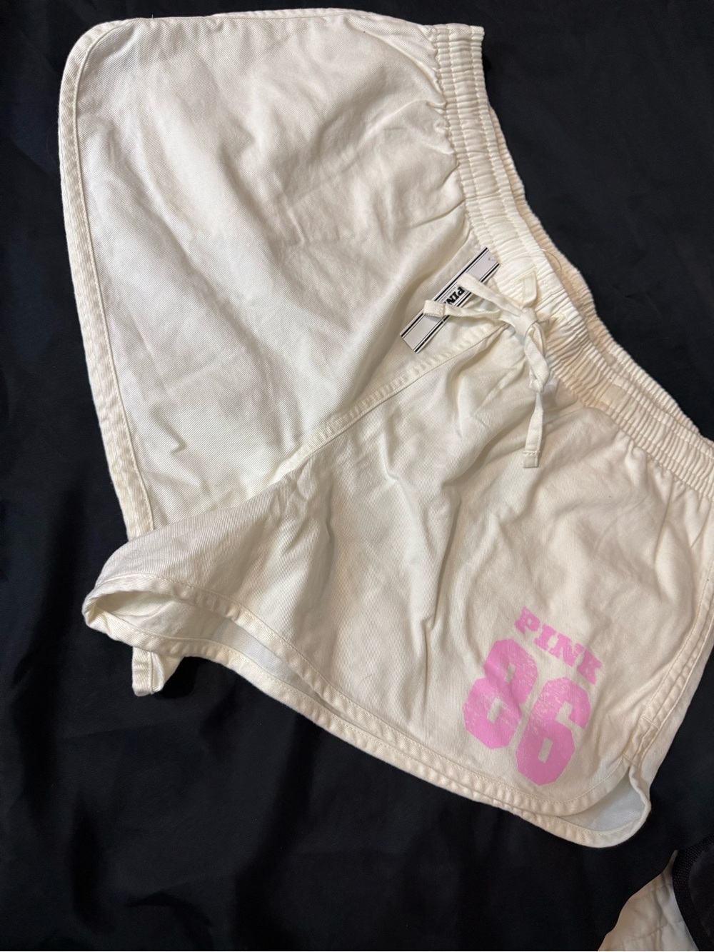 Victoria's Secret PINK White Lounge Shorts with Pink '86' Graphic
